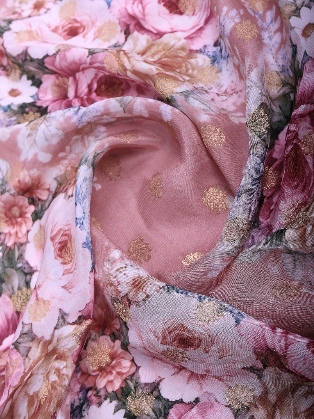 Pink Art Silk Printed Saree