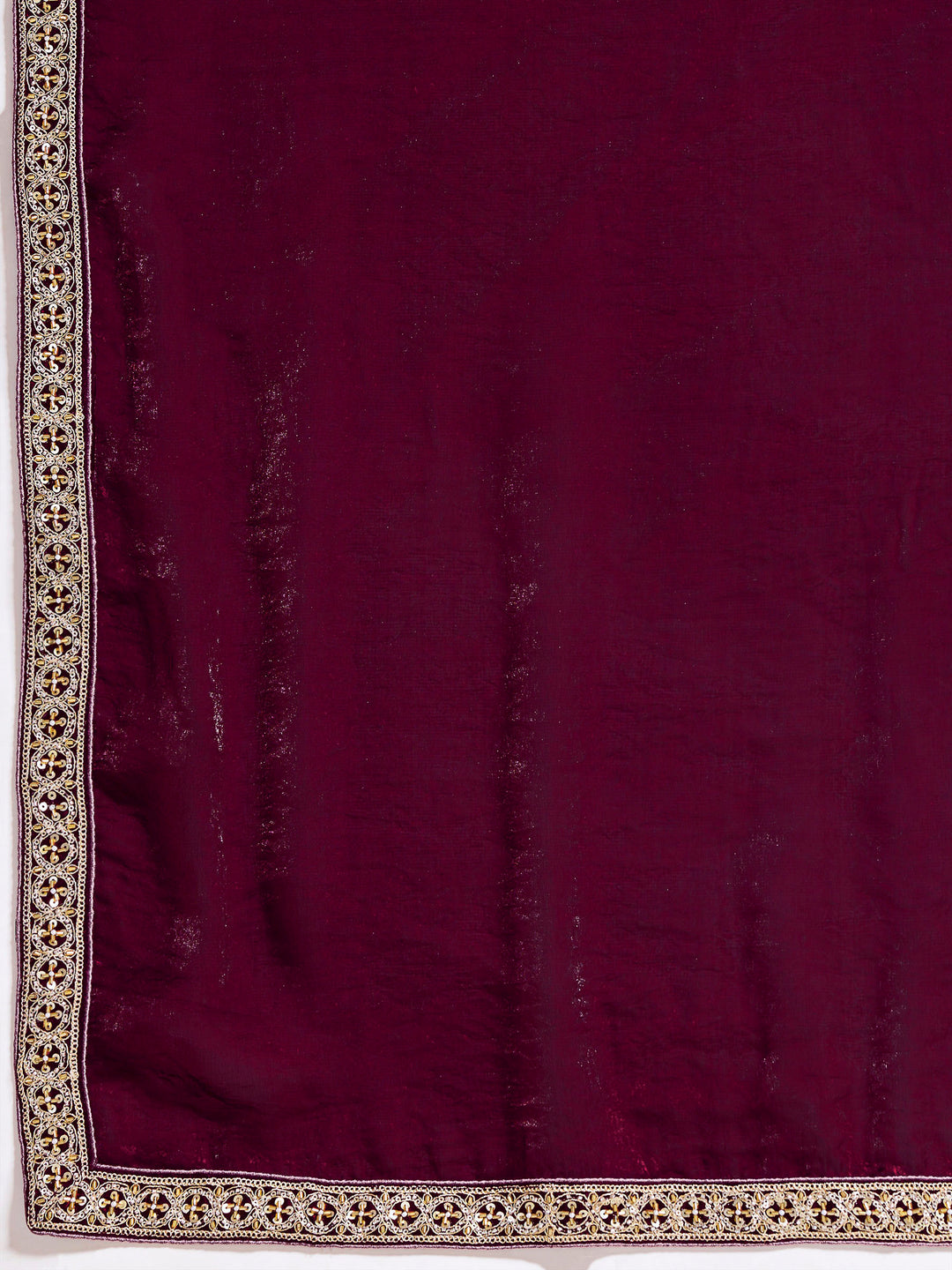 Maroon Embroidered Velvet Satin Saree