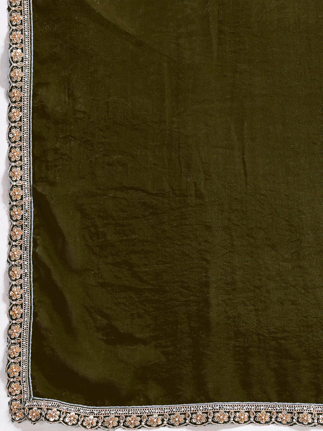 Mehndi Embroidered Velvet Satin Saree