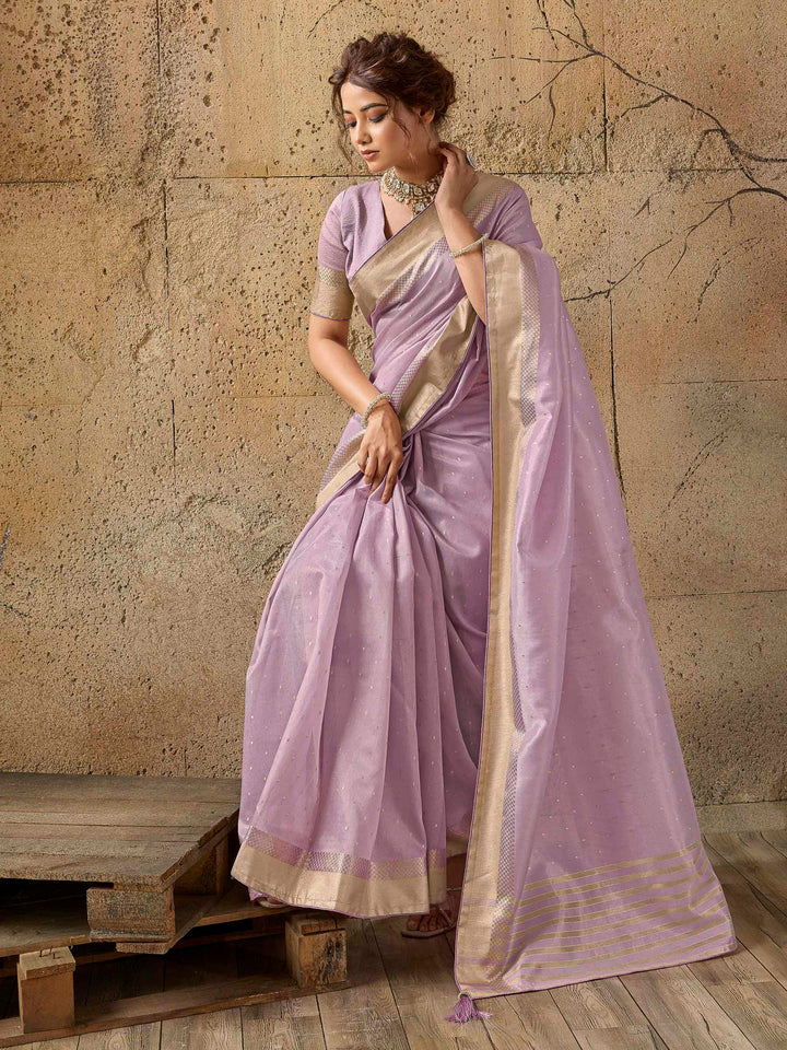 Lavender Tissue Woven Saree