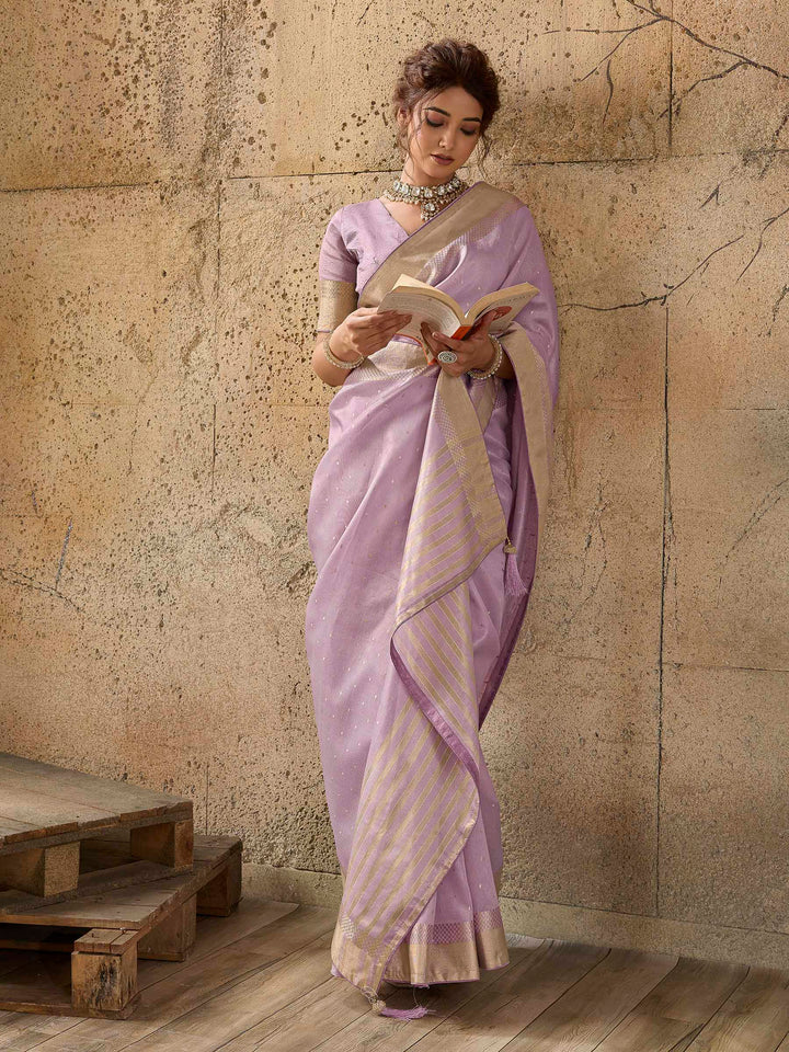 Lavender Tissue Woven Saree