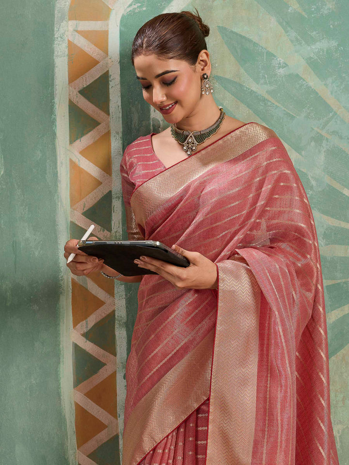 Brick Woven Design Cotton Silk Jacquard Saree