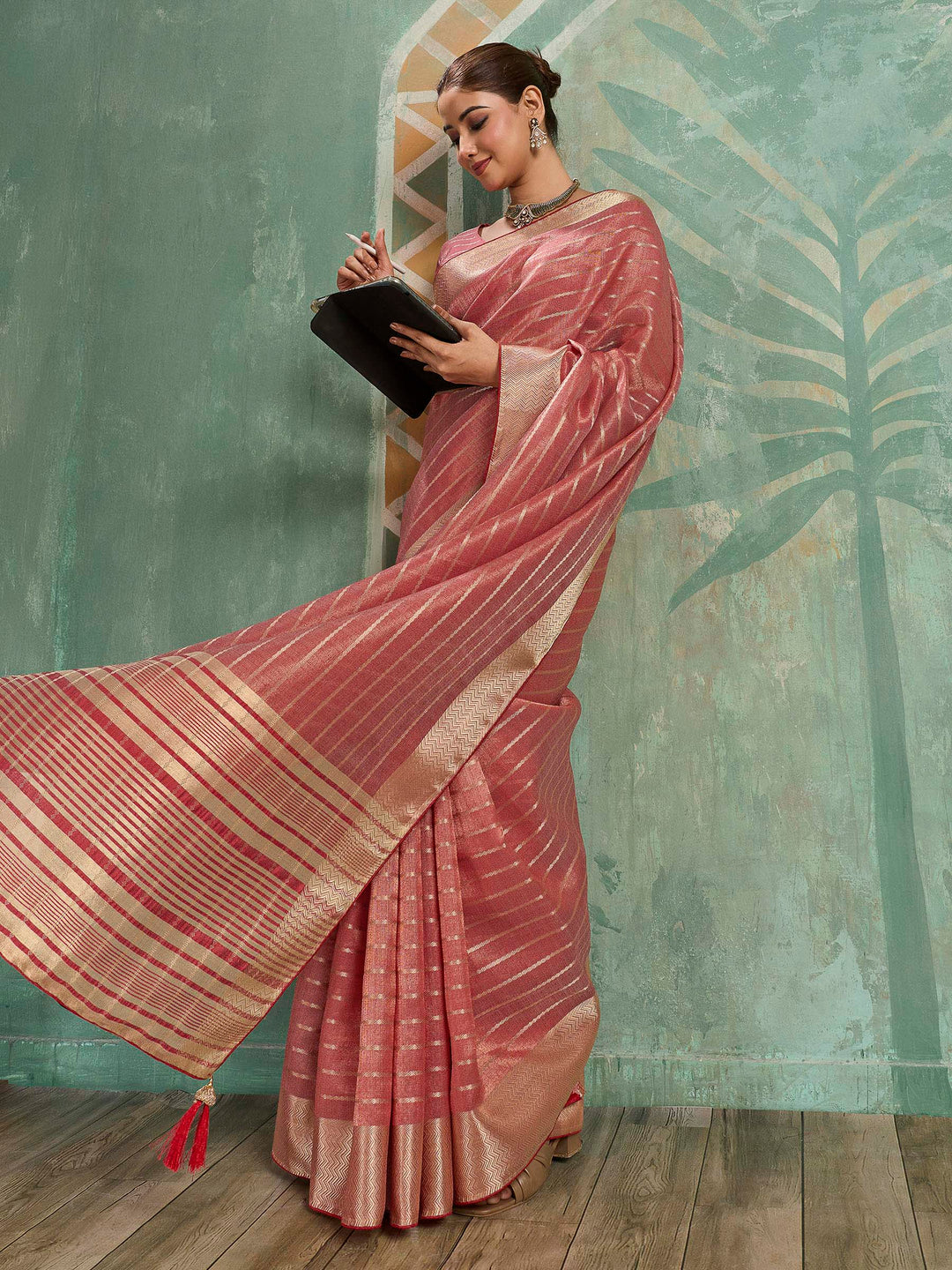 Brick Woven Design Cotton Silk Jacquard Saree
