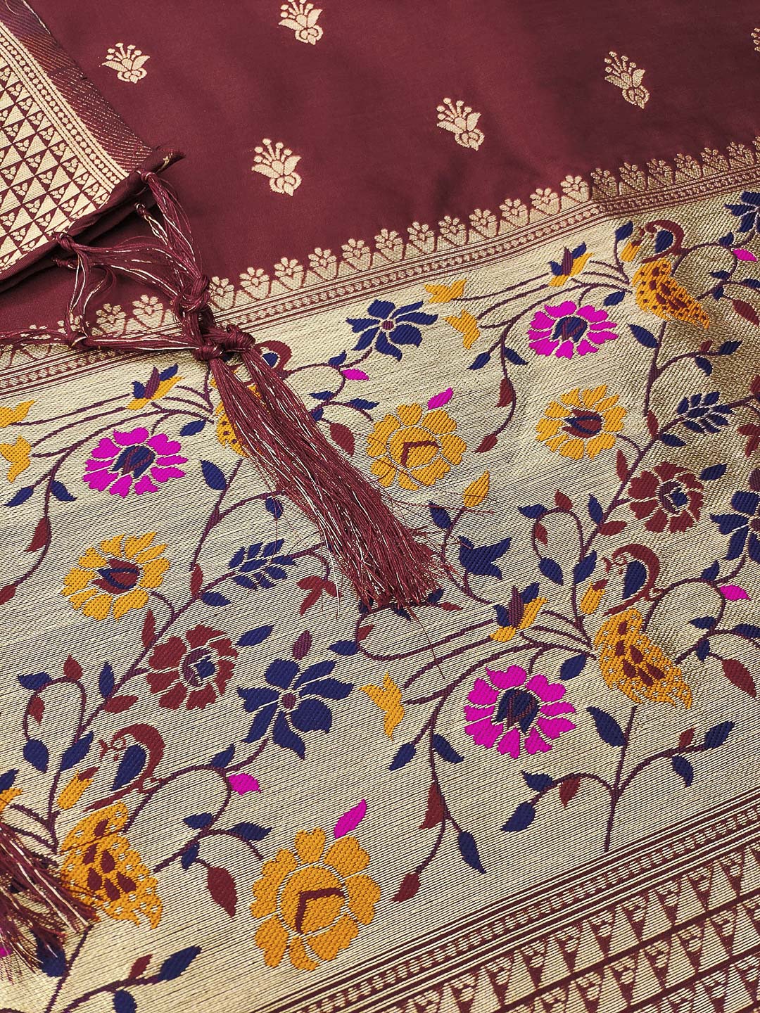 Maroon Pure Soft Banarasi Silk Woven Design Unstitched Dress Material