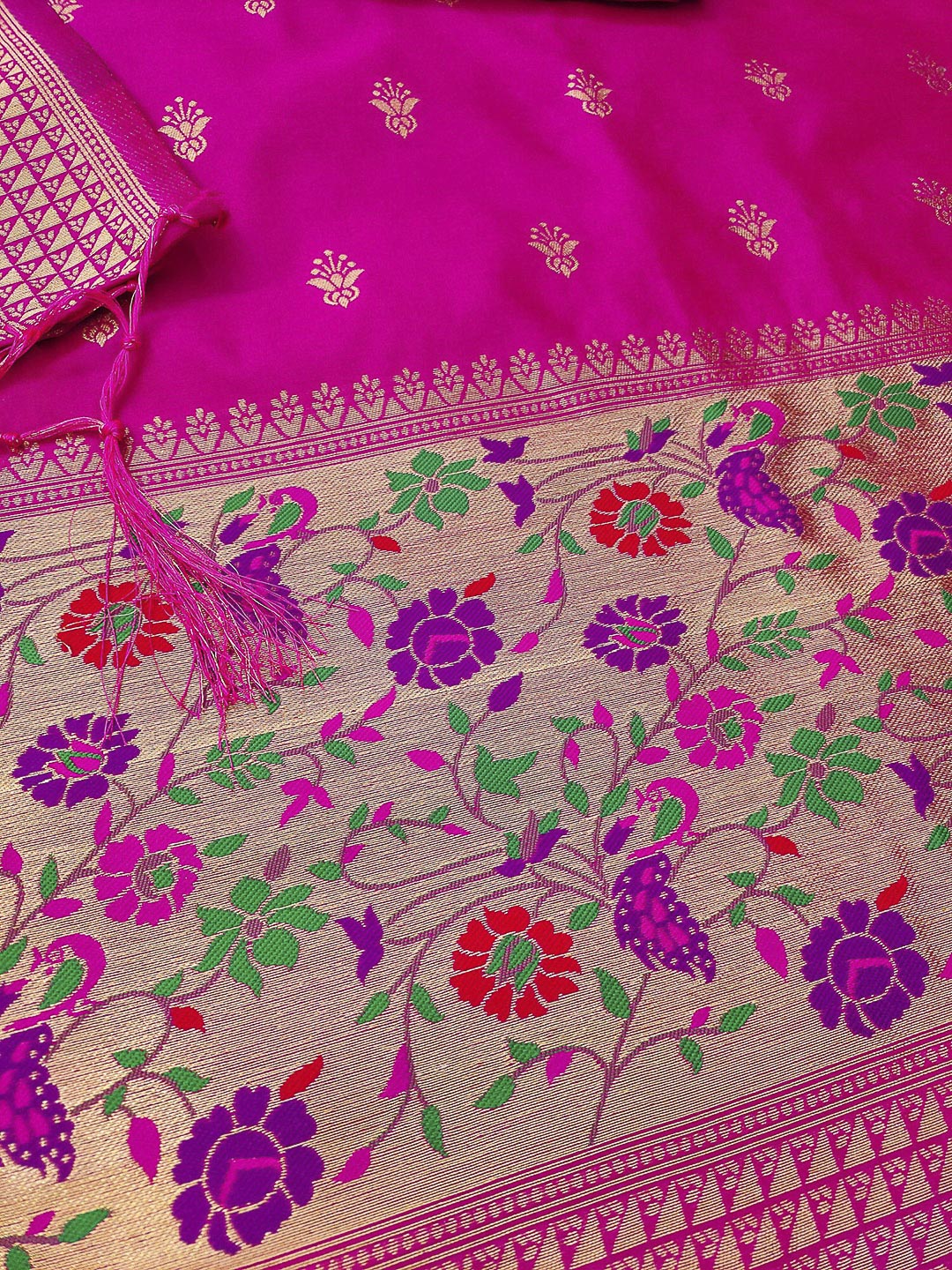Pink Pure Soft Banarasi Silk Woven Design Unstitched Dress Material