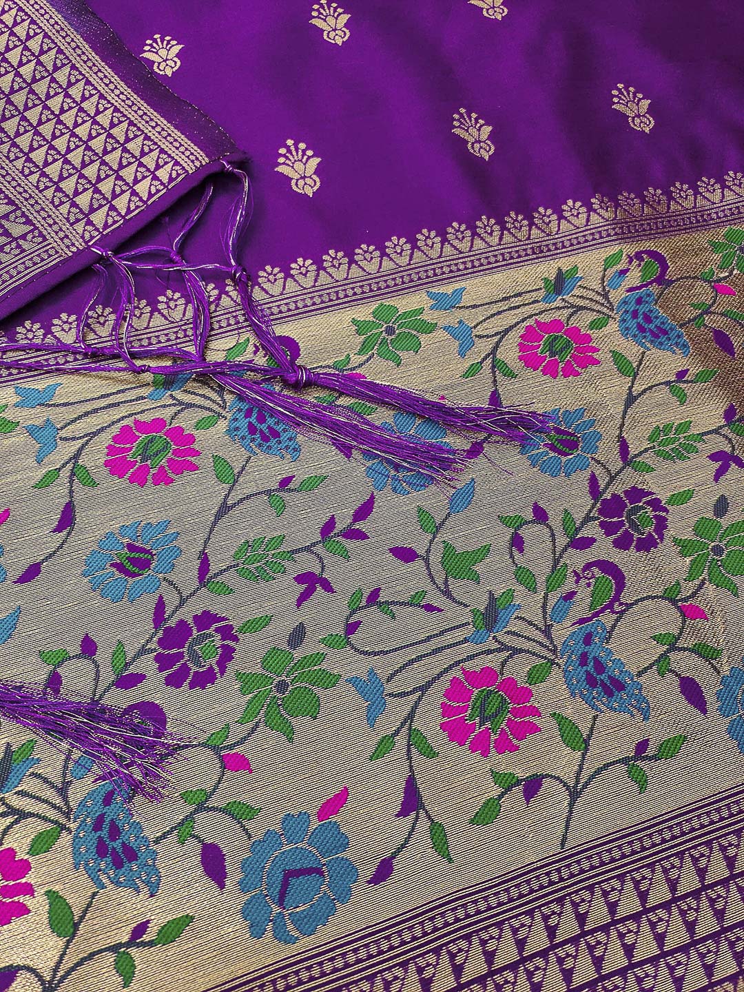 Purple Pure Soft Banarasi Silk Woven Design Unstitched Dress Material