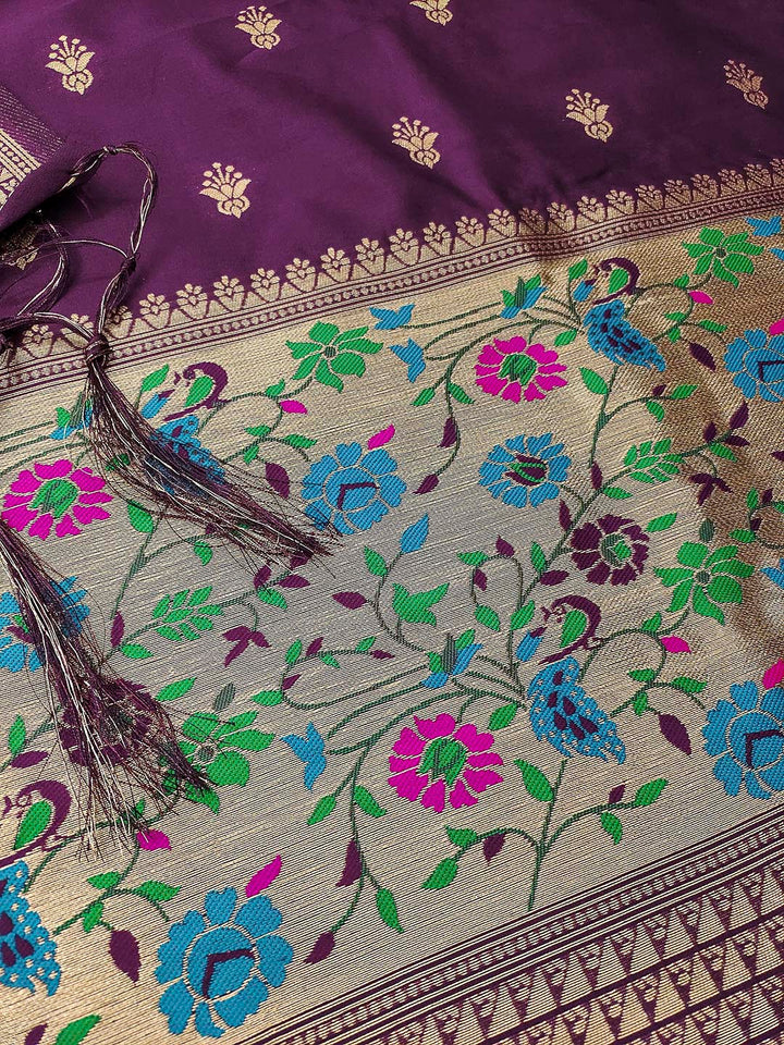 Wine Pure Soft Banarasi Silk Woven Design Unstitched Dress Material