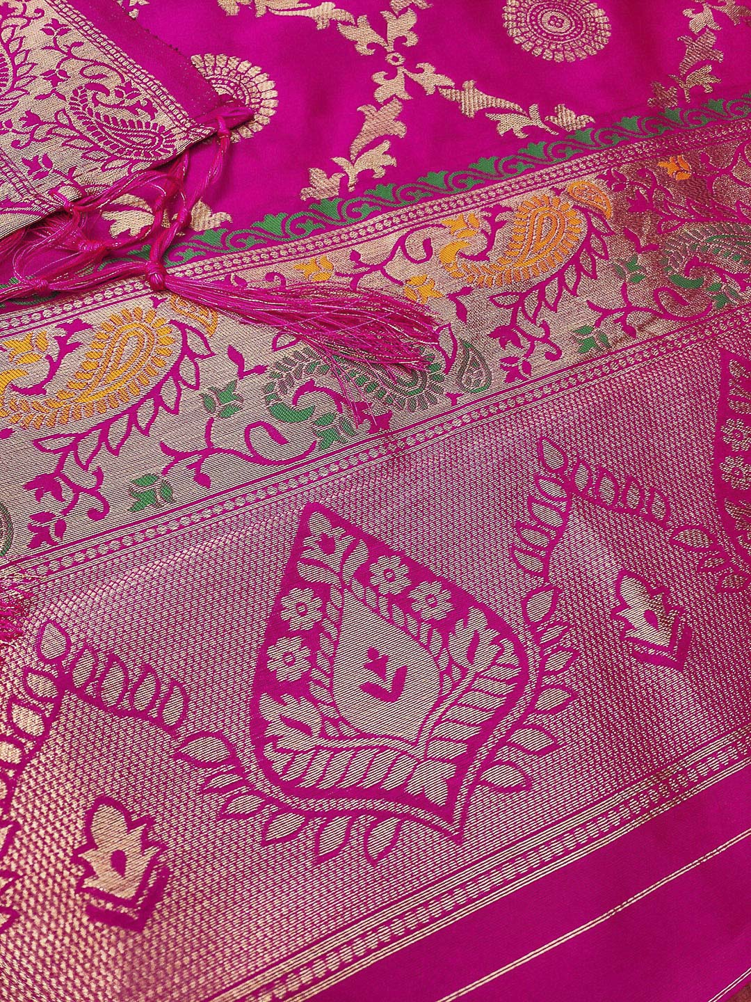 Pink Pure Soft Banarasi Silk Woven Design Unstitched Dress Material