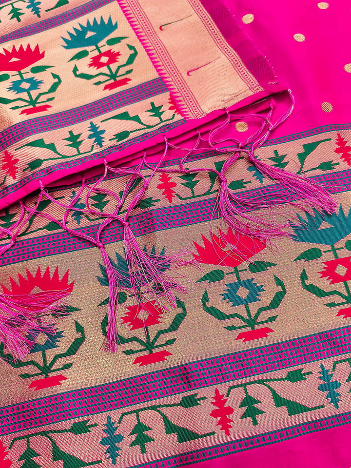 Pink Pure Soft Banarasi Silk Woven Design Unstitched Dress Material