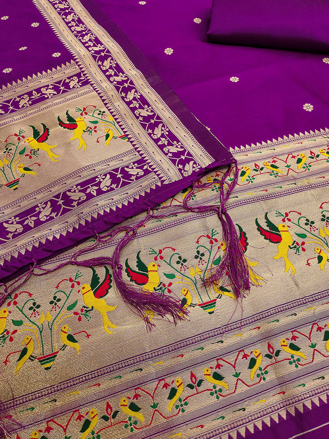 Purple Pure Soft Banarasi Silk Woven Design Unstitched Dress Material