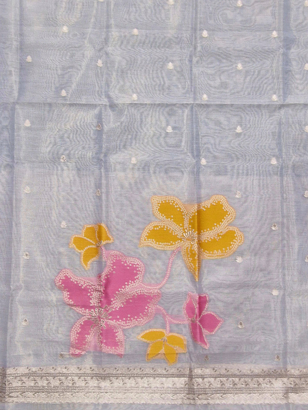 Cream Tissue Floral Weaving Unstitched Dress Material