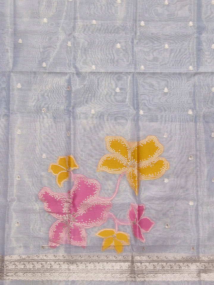 Cream Tissue Floral Weaving Unstitched Dress Material