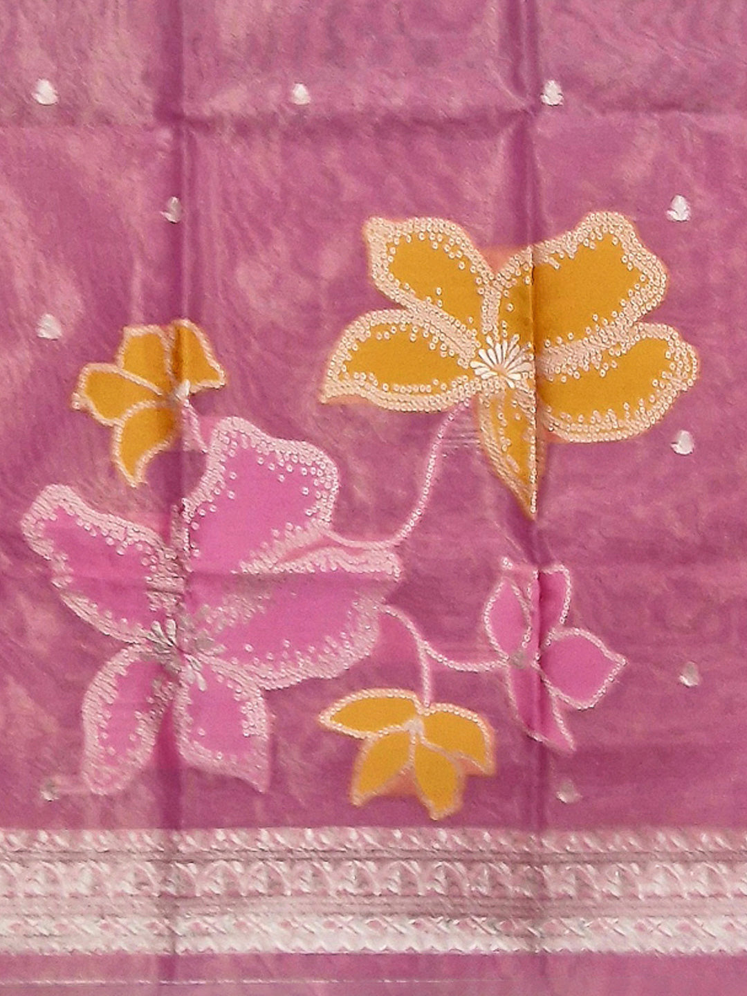 Pink Tissue Floral Weaving Unstitched Dress Material