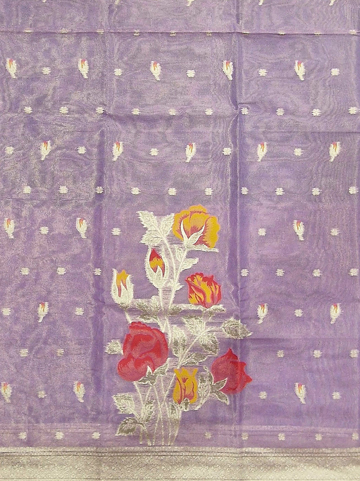 Purple Tissue Floral Weaving Unstitched Dress Material