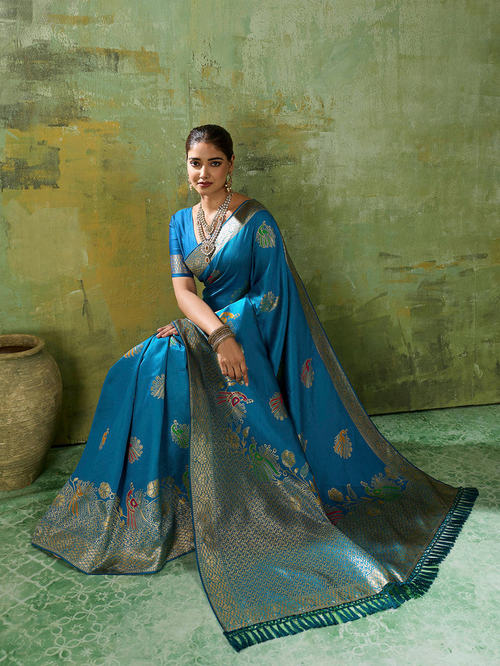 Rama-Green Art Silk Woven Sarees
