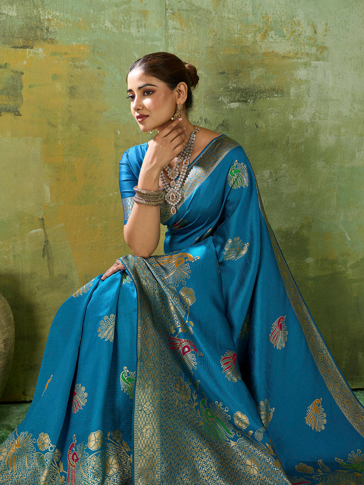 Rama-Green Art Silk Woven Sarees
