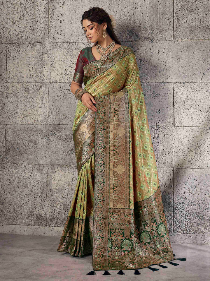 Pista-Green Banarasi Silk Woven Saree