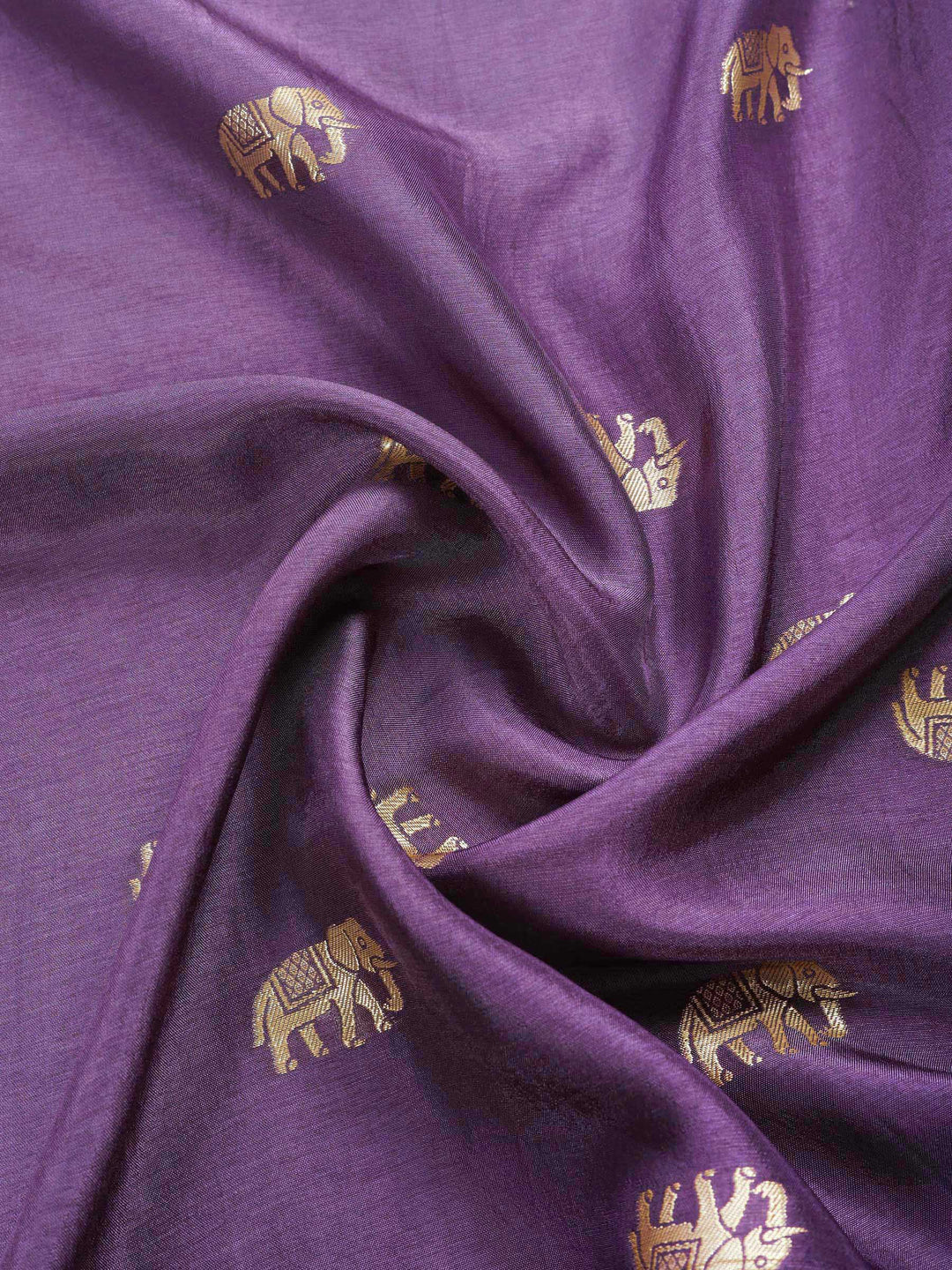 Purple Embroidered Cotton Blend Round Neck Suit Set