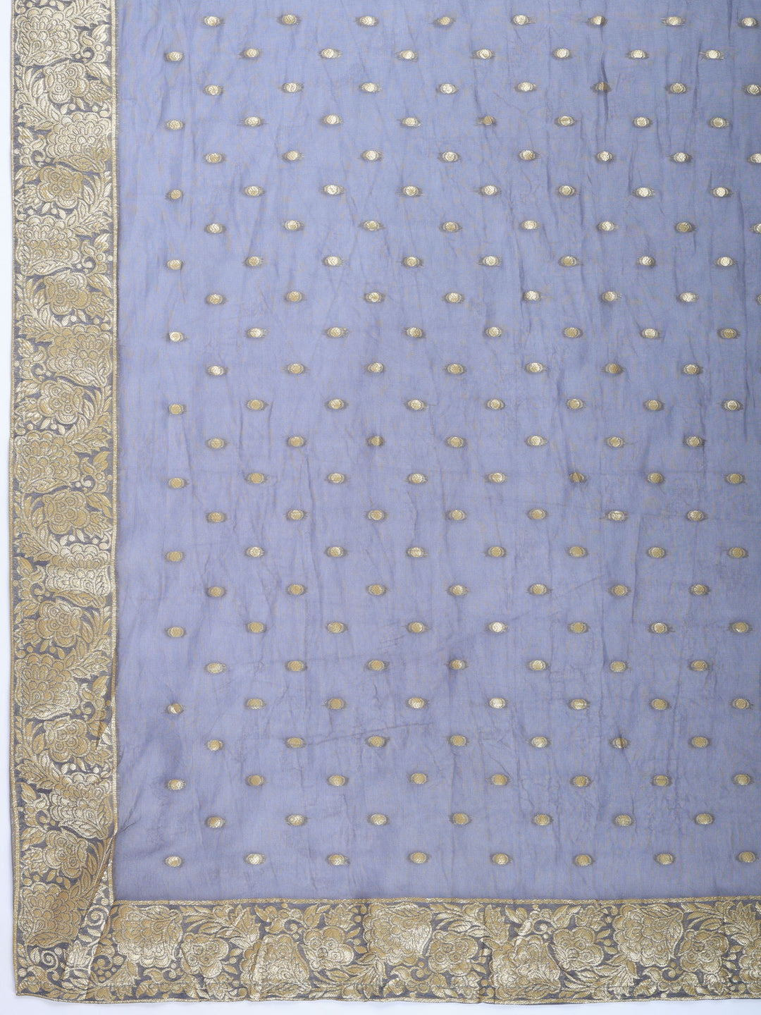 Grey Embroidered Art Silk Round Neck Suit Set