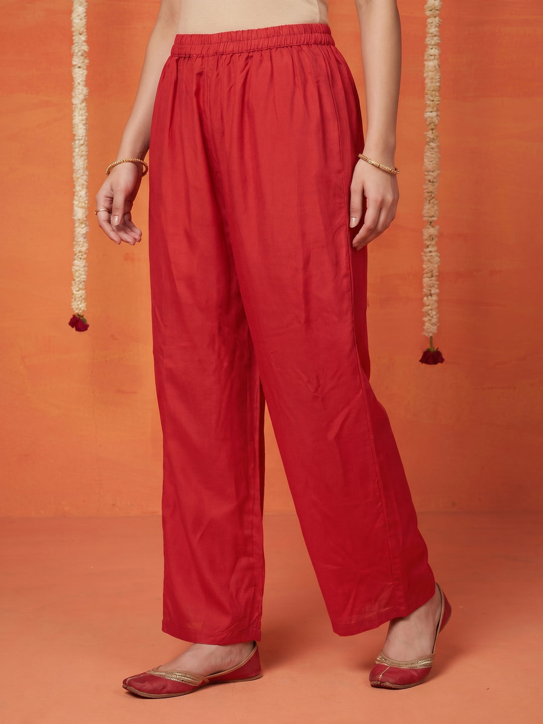 Rani Embroidered Art Silk Round Neck Suit Set