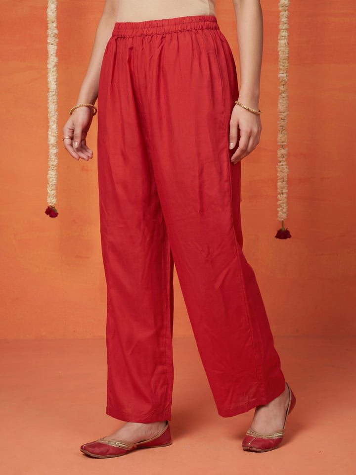 Rani Embroidered Art Silk Round Neck Suit Set