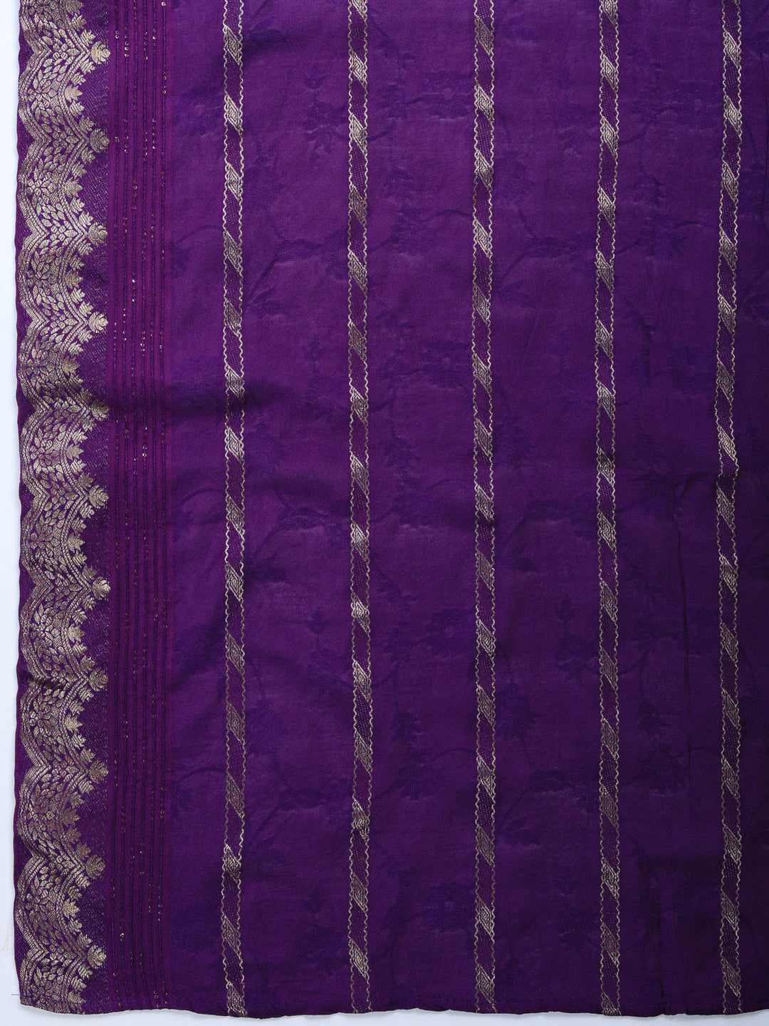 Purple Embroidered Crepe Round Neck Suit Set