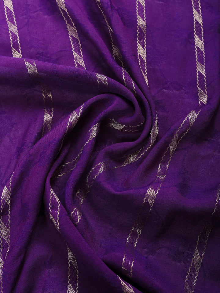 Purple Embroidered Crepe Round Neck Suit Set