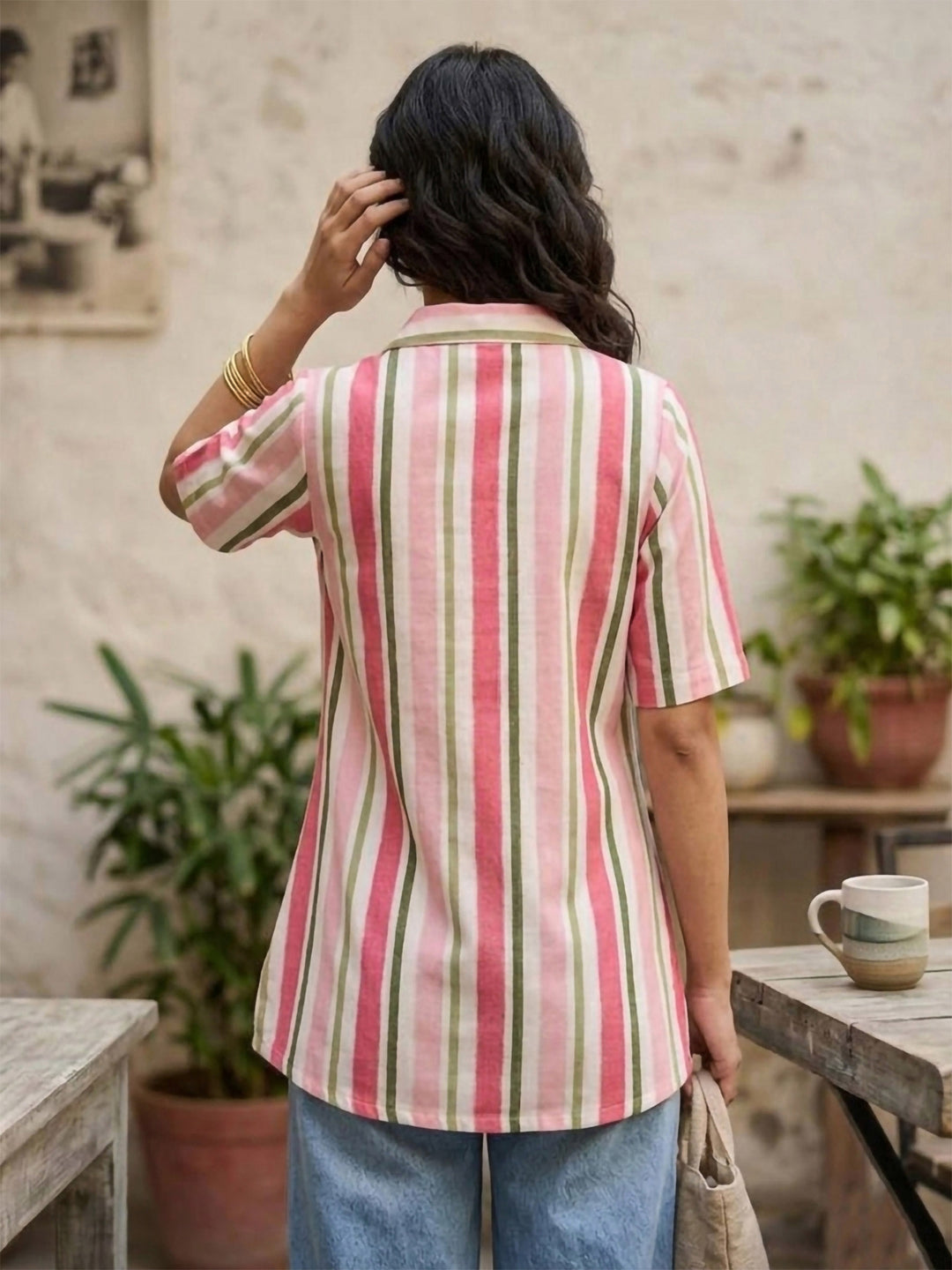 Pink Cotton Blend Printed Kurta