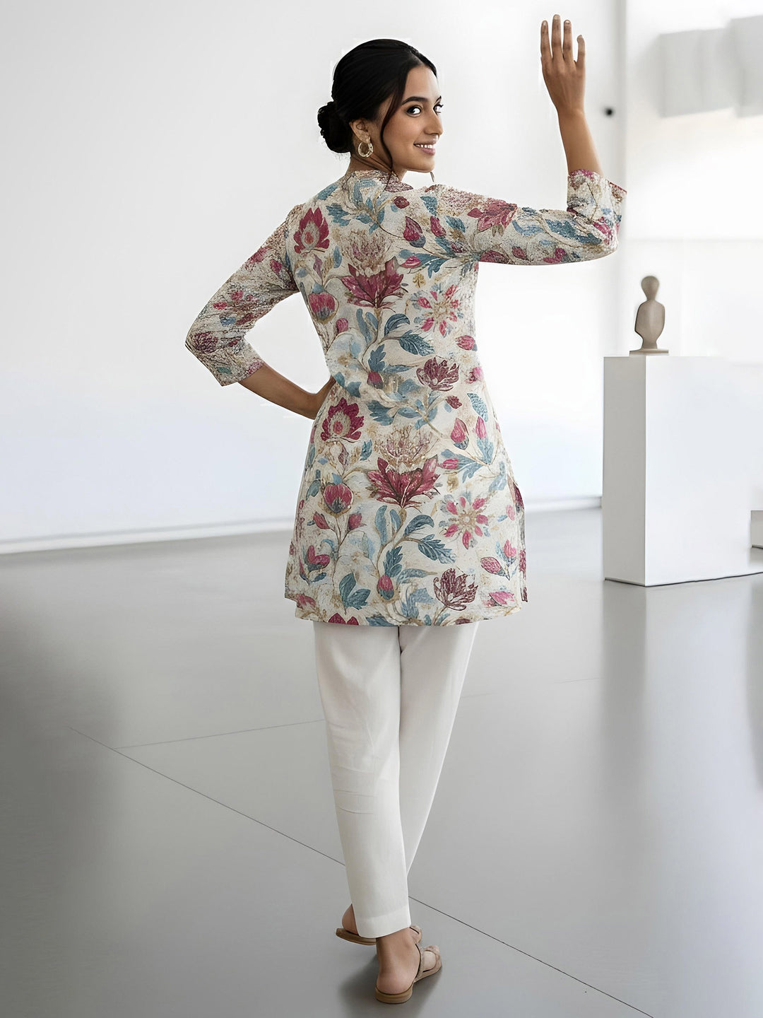 Multi-Colored Cotton Blend Printed Kurta