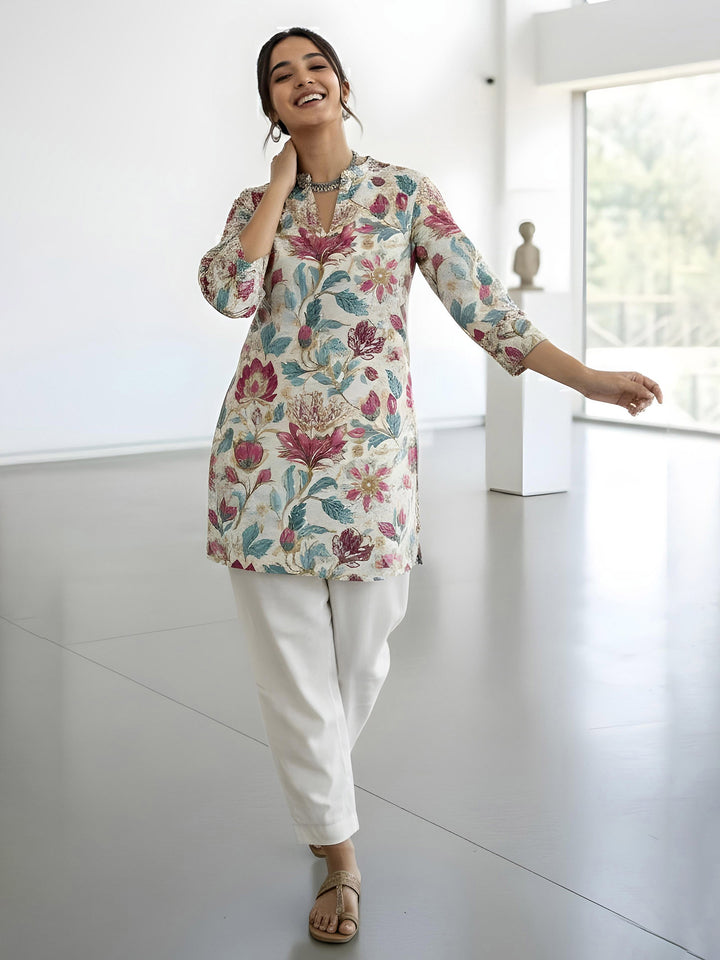 Multi-Colored Cotton Blend Printed Kurta