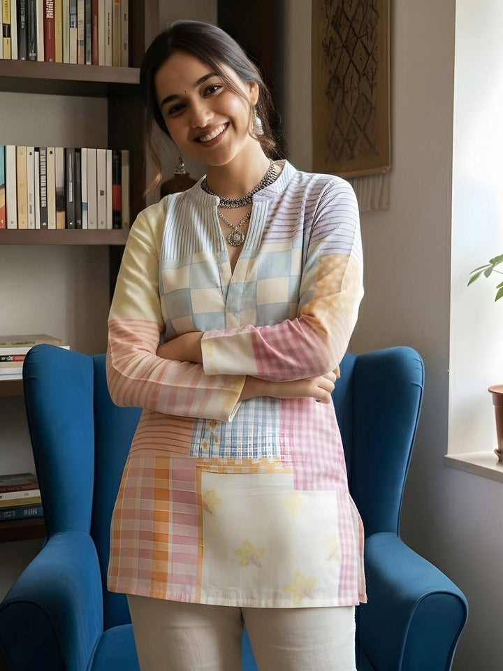 Multi-Colored Cotton Blend Printed Kurta