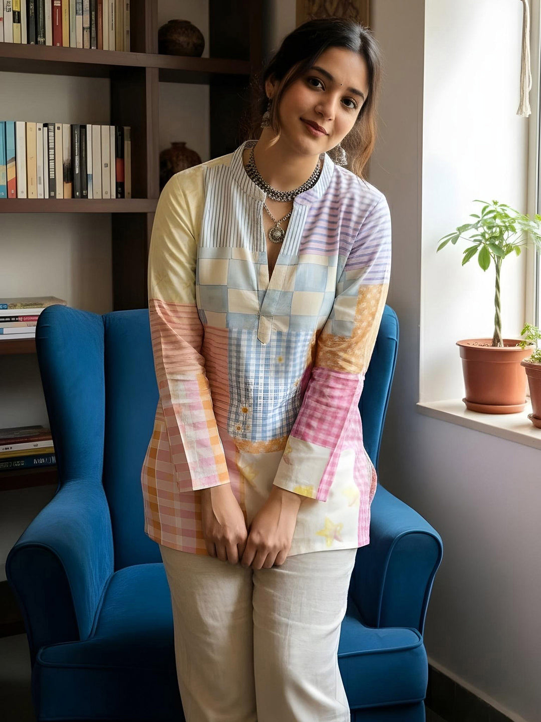 Multi-Colored Cotton Blend Printed Kurta