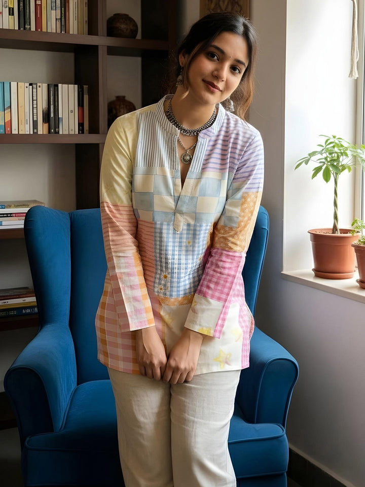 Multi-Colored Cotton Blend Printed Kurta