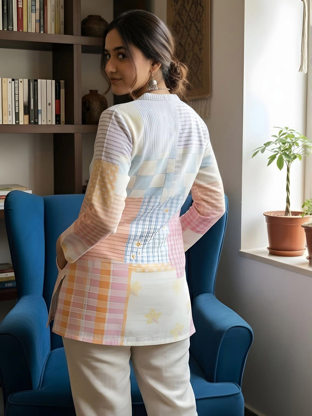 Multi-Colored Cotton Blend Printed Kurta