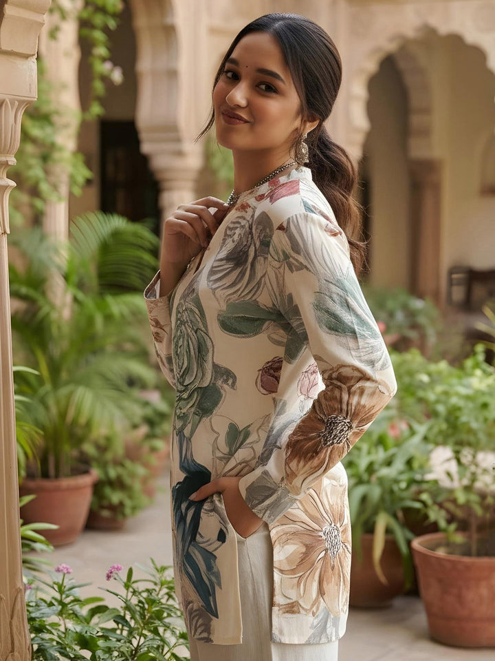 Multi-Colored Cotton Blend Printed Kurta