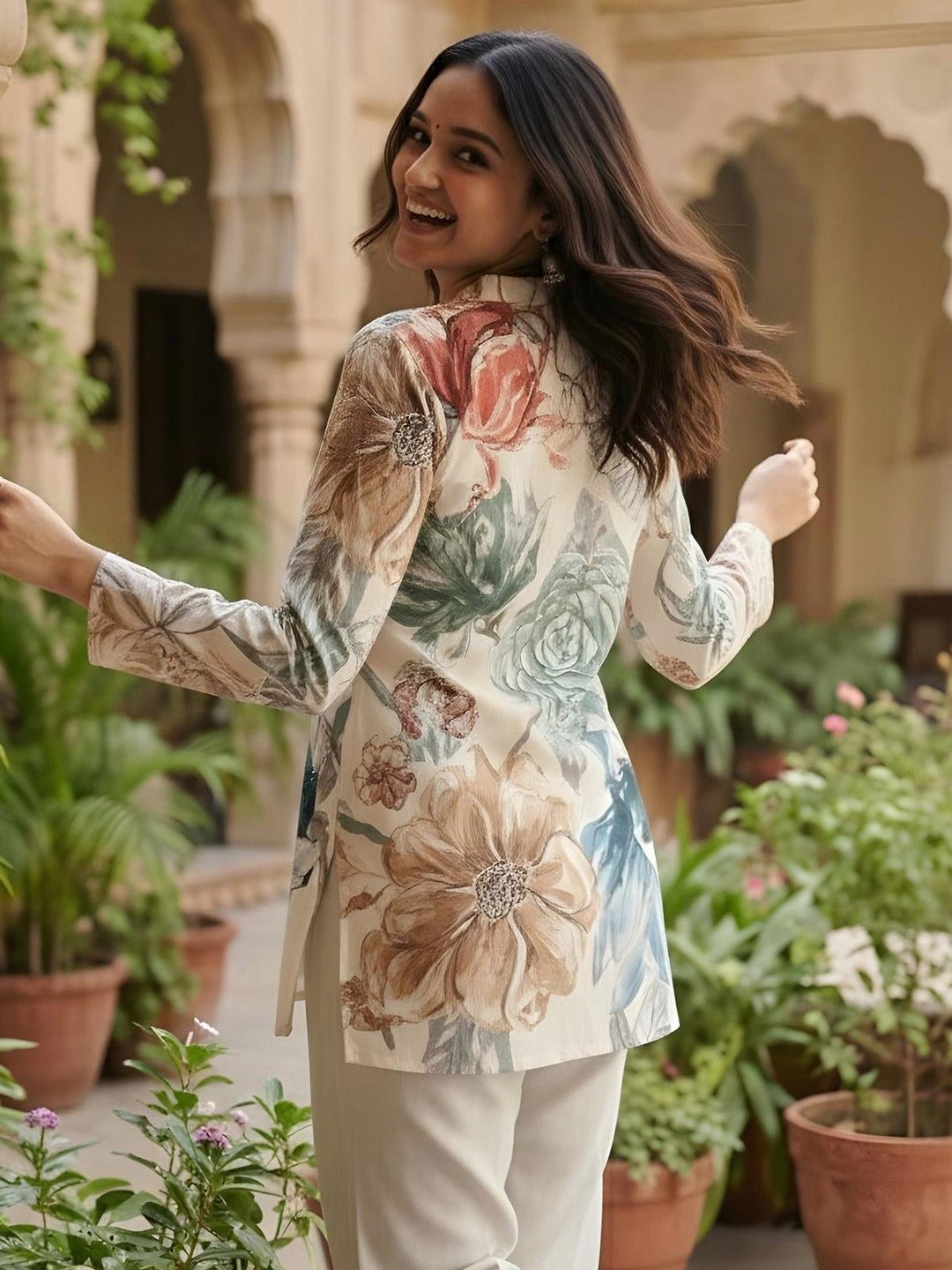Multi-Colored Cotton Blend Printed Kurta