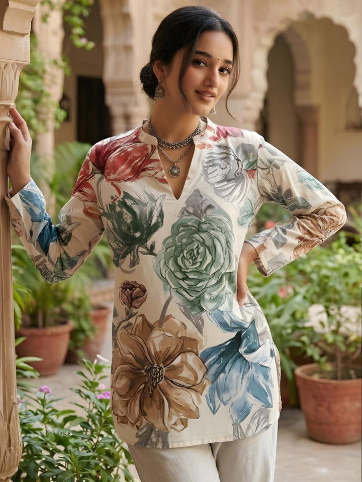 Multi-Colored Cotton Blend Printed Kurta