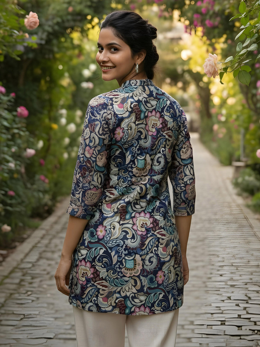 Multi-Colored Cotton Blend Printed Kurta