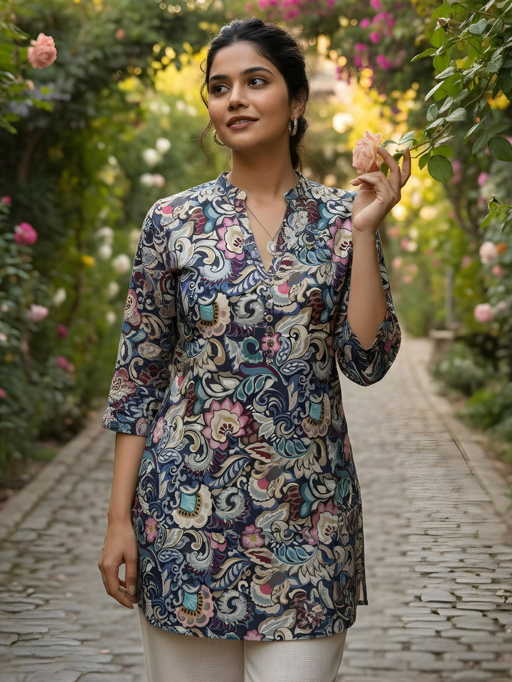 Multi-Colored Cotton Blend Printed Kurta