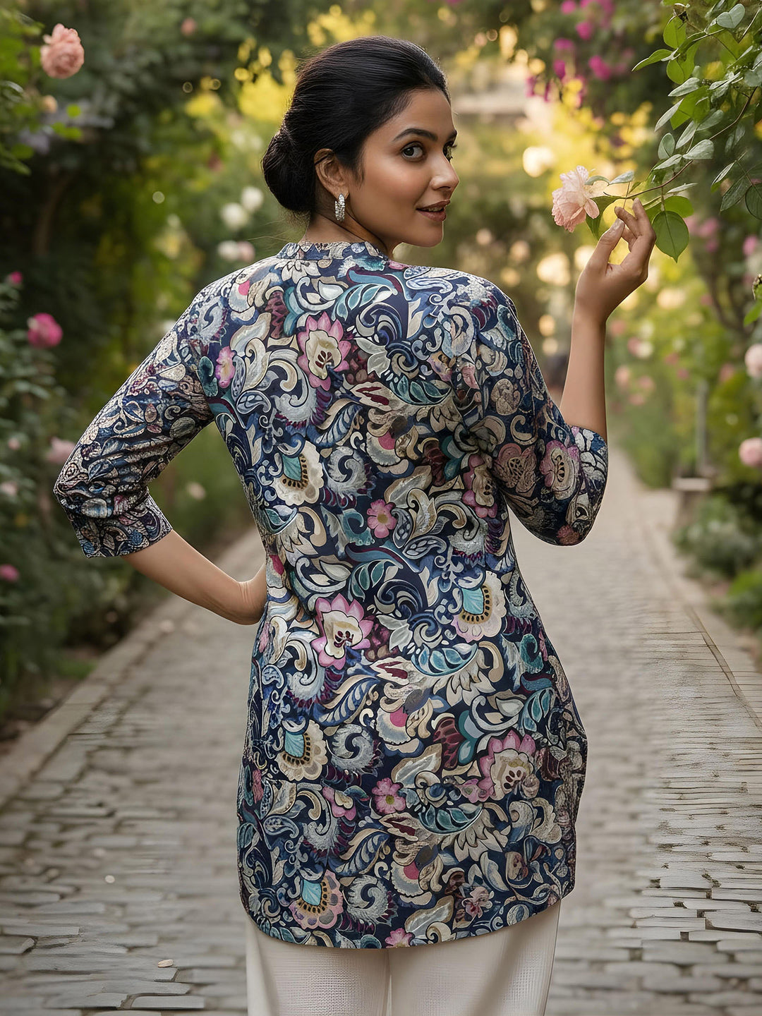 Multi-Colored Cotton Blend Printed Kurta