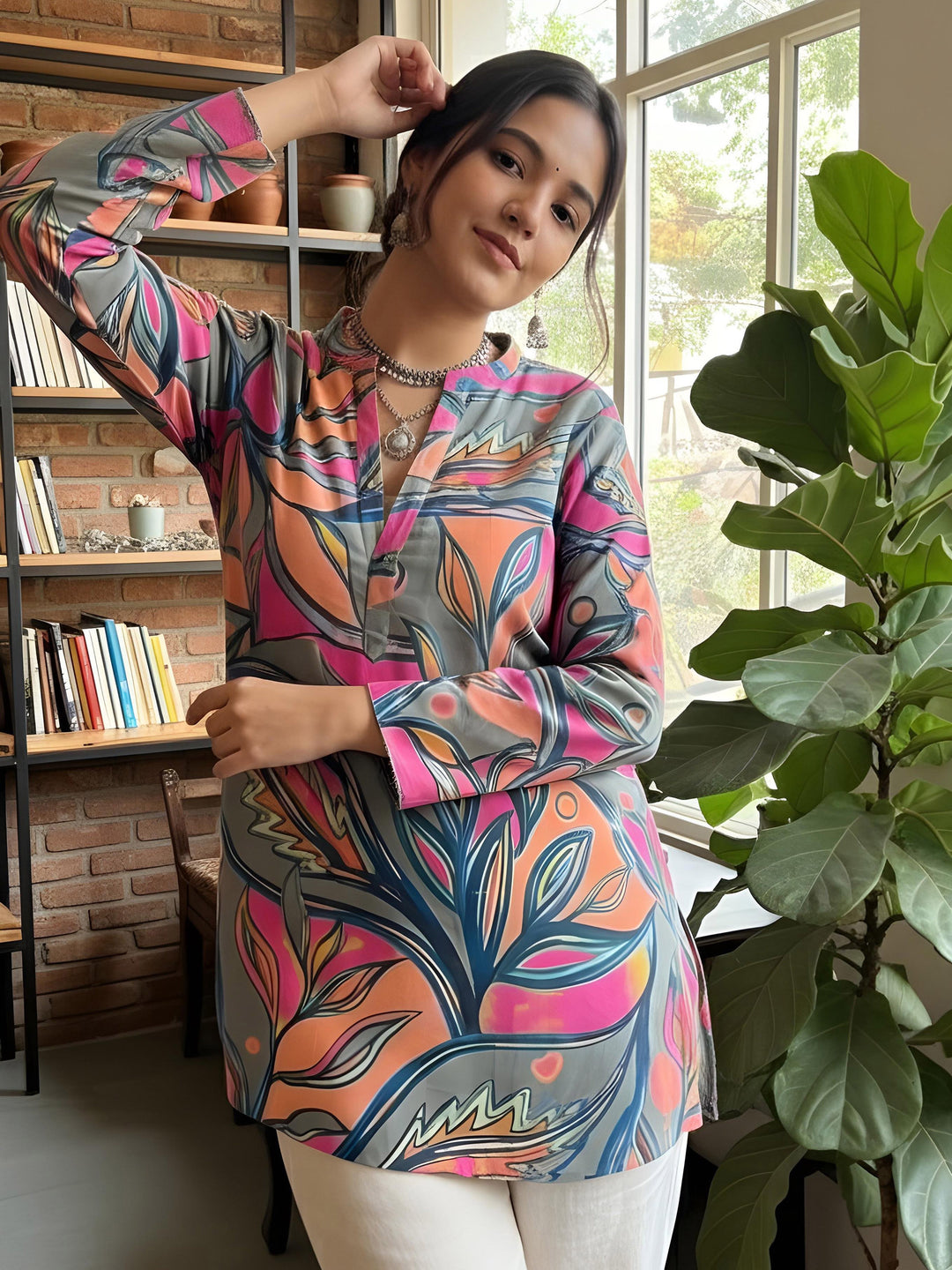 Multi-Colored Cotton Blend Printed Kurta