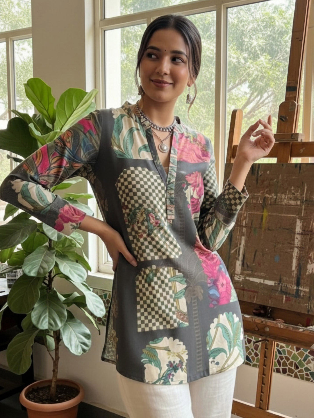 Multi-Colored Cotton Blend Printed Kurta