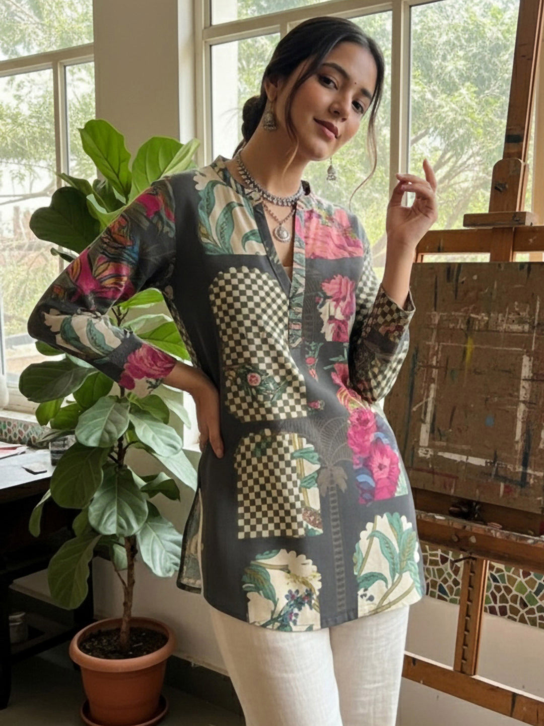 Multi-Colored Cotton Blend Printed Kurta