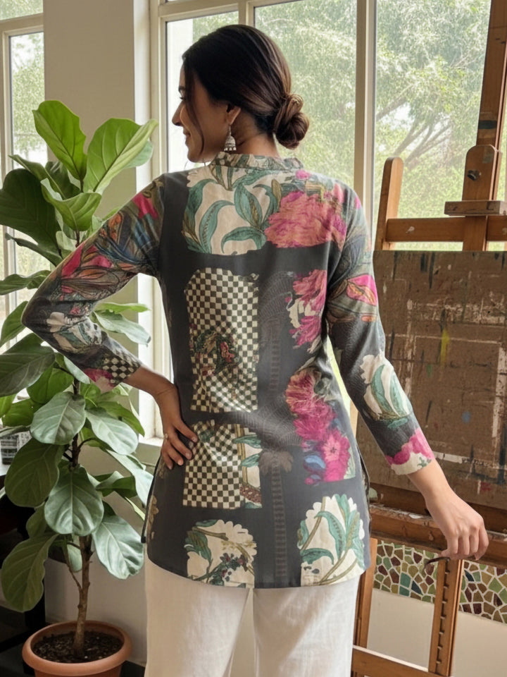 Multi-Colored Cotton Blend Printed Kurta