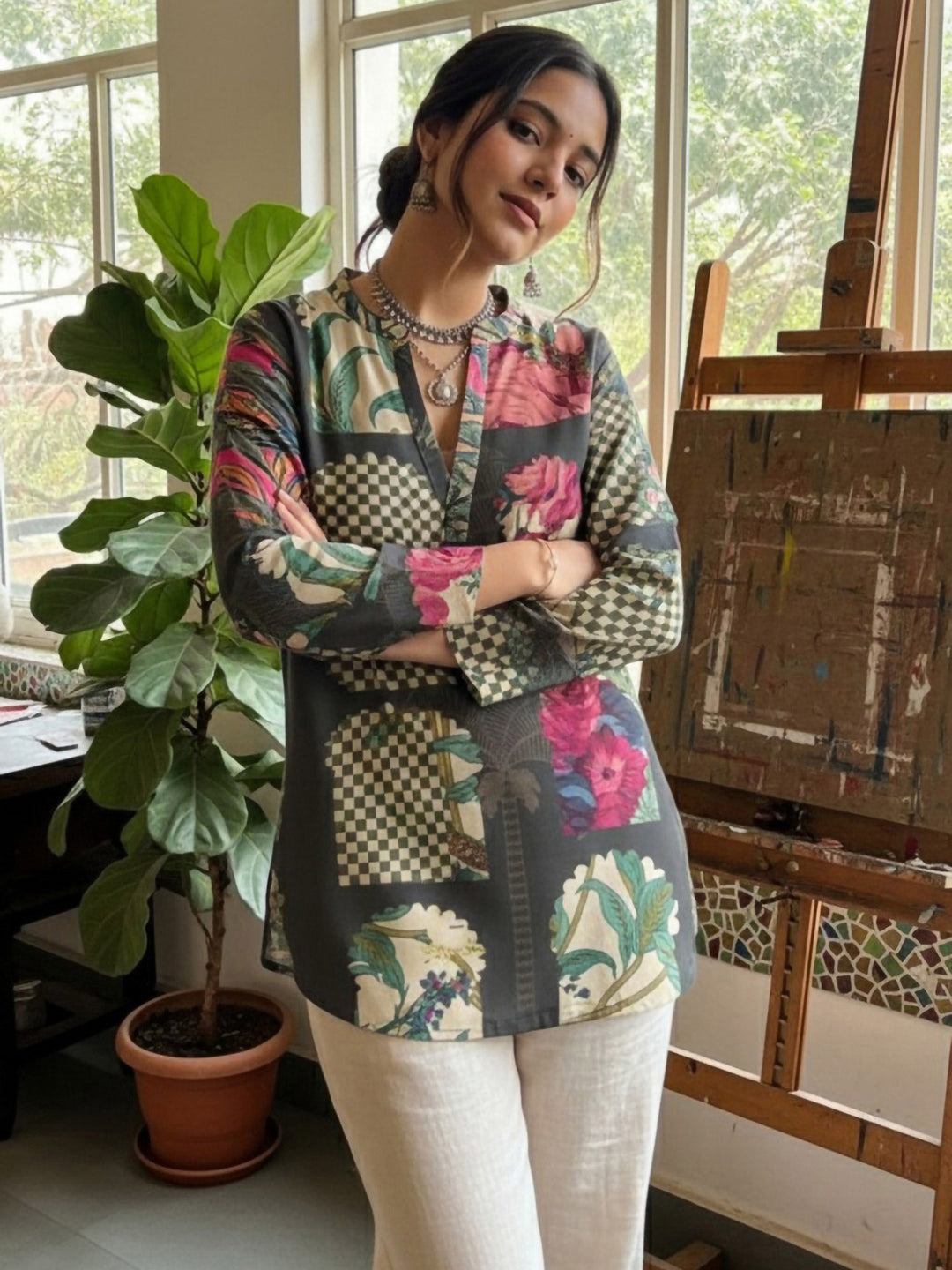 Multi-Colored Cotton Blend Printed Kurta