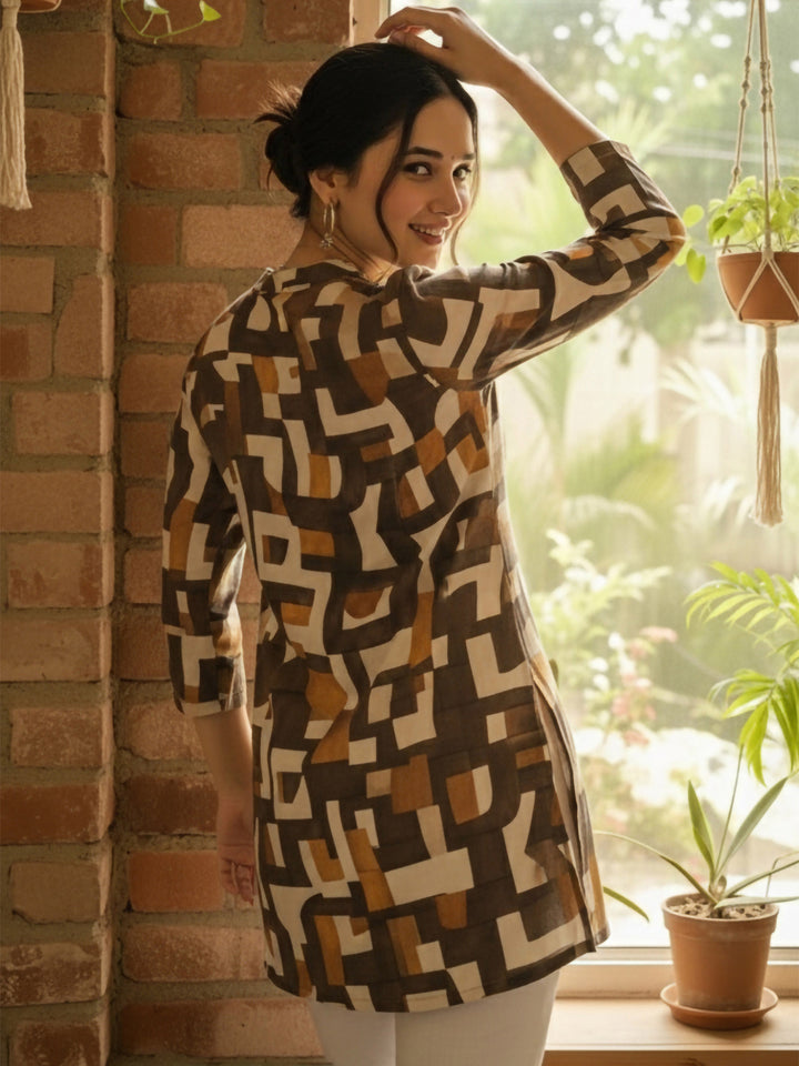 Multi-Colored Cotton Blend Printed Kurta