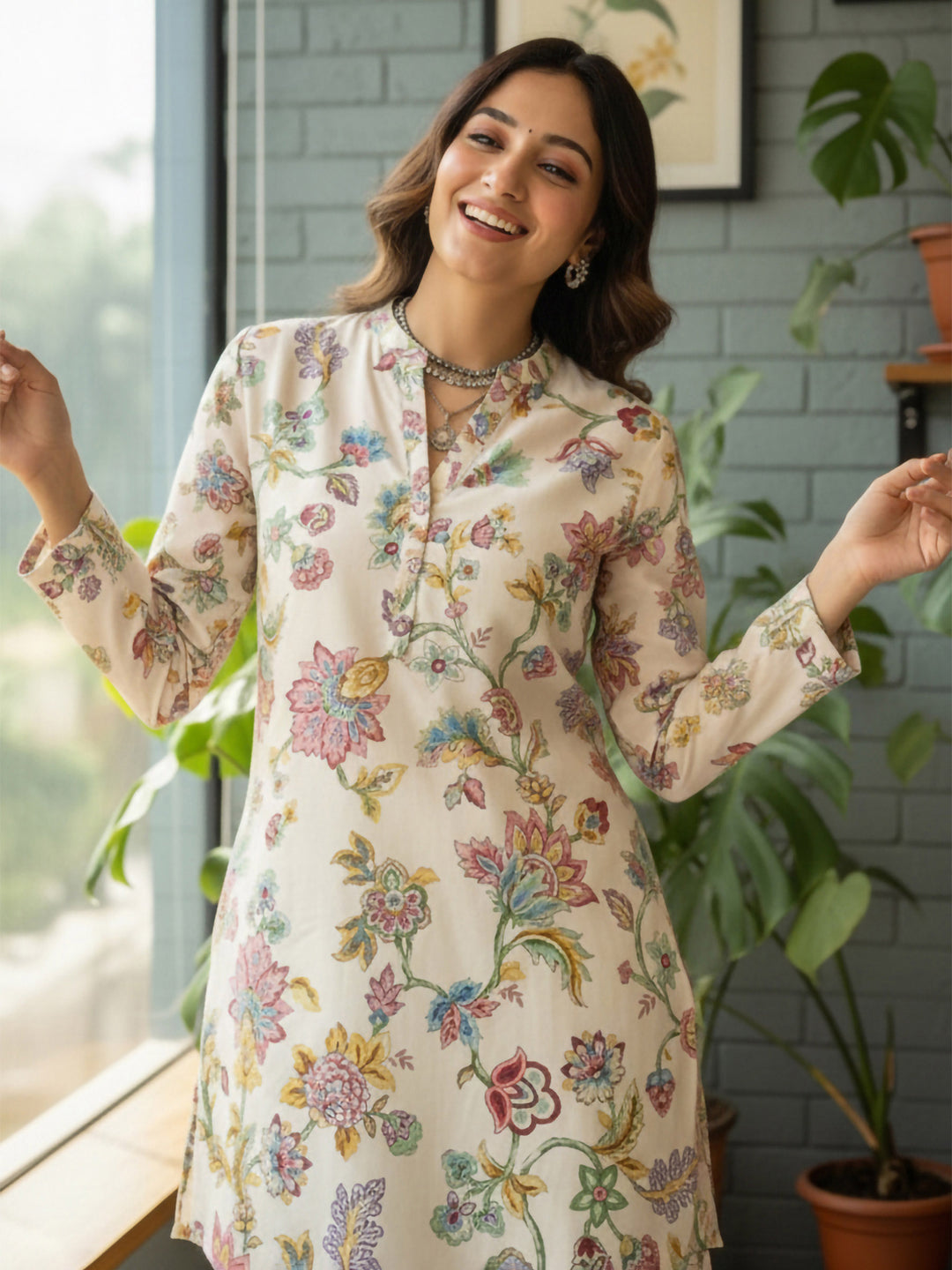 Multi-Colored Cotton Blend Printed Kurta