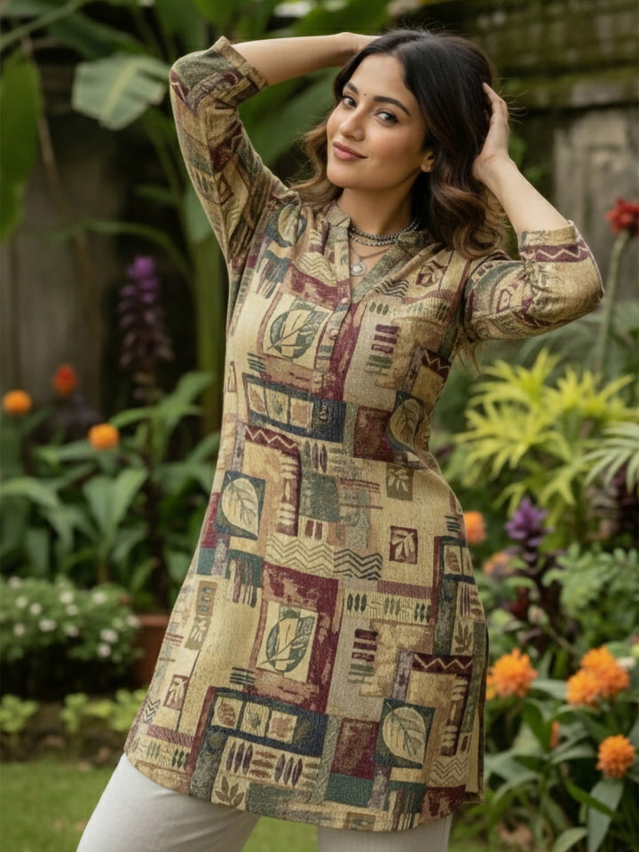 Multi-Colored Cotton Blend Printed Kurta