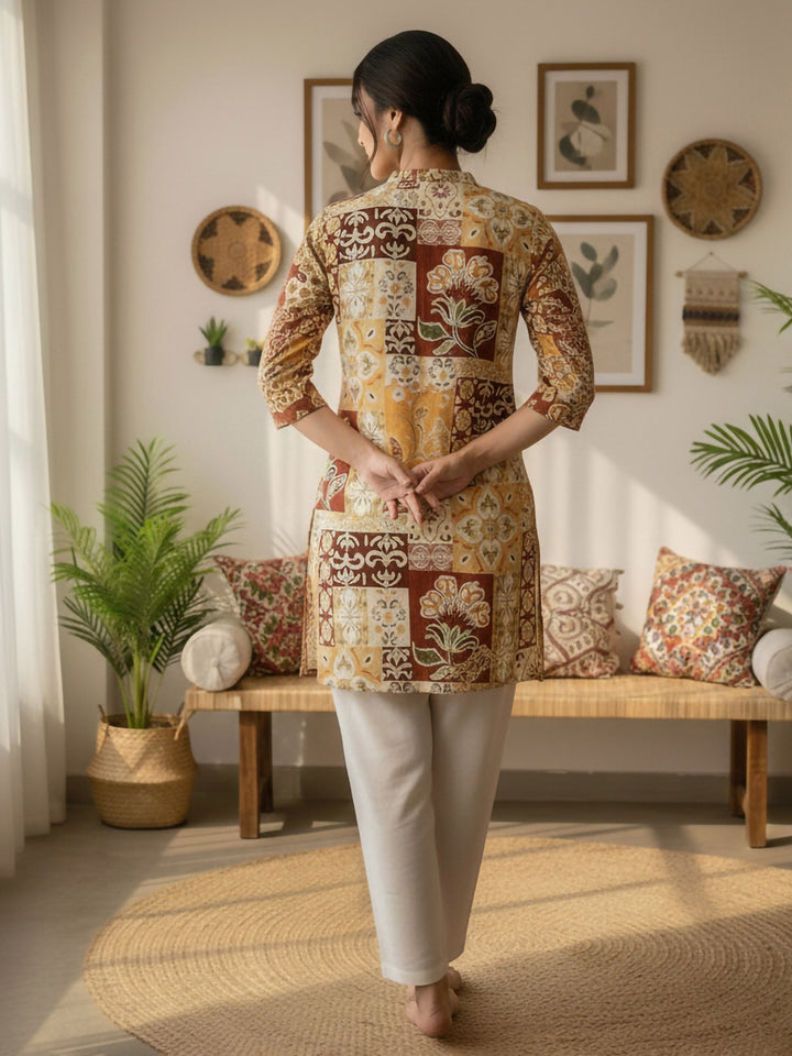 Multi-Colored Cotton Blend Printed Kurta