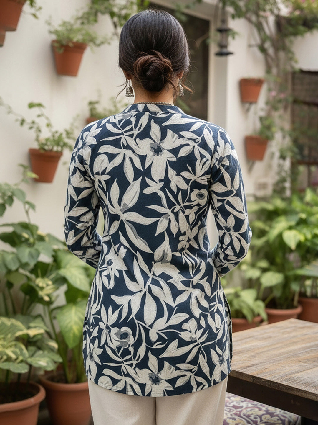 Black Cotton Blend Printed Kurta